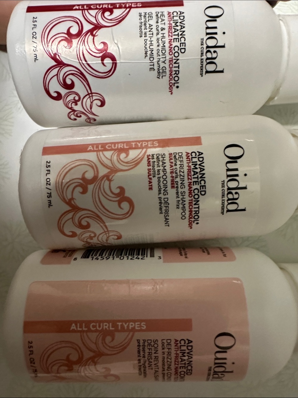 Advanced Climate Control Defrizzing Shampoo Conditioner, and gel